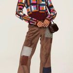 Sea New York Camryn Crochet Multicolor Patchwork Wool Sweater Maroon Boho sz L Photo 2