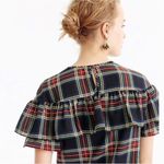 J.Crew Edie Stewart Tartan Plaid Ruffle Short Sleeve Blouse Size 10 Photo 12