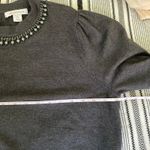 Liz Claiborne  Embellished Gray Sweater XL Petite Jewel Neck Preppy Mature Y2K‎ Photo 5