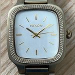 Nixon Novel The Shelley Watch Silver Rectangular Dial Gold-Tone Bracelet Markers Photo 0