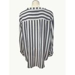 a.n.a . Striped Long Sleeve Rayon Blouse Size Large Breathable Lightweight Button Photo 2