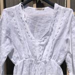 Valentina Naldi 100% Linen White Long Sleeve Scalloped Lace Swim Coverup Dress L Size L Photo 2