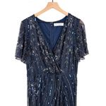 Mac Duggal Sequin Embellished Beaded Faux Wrap Gown Navy Blue Sz 14 NWT 93654 Photo 3