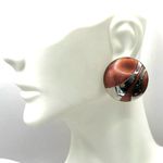 Laurel Burch red and silver tone circle post earrings Photo 1