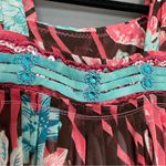 Handmade Muumuu Dress Zebra Tiger Stripes Puffed Sleeve Midi Embellished Pink Pink Size M Photo 3