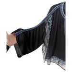 Free People Eden Sheer Black Blue Embroidered Flowy Long Sleeve Blouse Small Photo 4