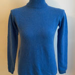 Vintage 80s Addenda Blue Turtleneck Sweater Angora Wool Knit Quiet Luxury Medium Photo 0