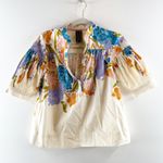 Anthropologie The Darcey Popover Floral Swing Top by Yukiko Noritake Cream XS Photo 3