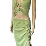 Zaful Green Sexy Sultry Strappy Cutout Beach Vacation Club Ribbed Halter Dress Photo 0