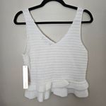 Almost Famous Tank Top Sweater Knit White Ivory Ruffle Casual Neutral Crochet Photo 3