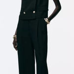 ZARA  Wide Leg Pleated Trousers in Black Photo 0