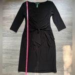 Ralph Lauren Lauren Black Long Sleeve Twist Front Knee Length Dress Size 4 Work Photo 4