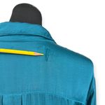 Young Fabulous and Broke YFB | Medium | Deep Teal Asymmetric Hem Ruched Satin Faux Wrap AIMEE Shirt Dress Photo 10