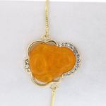 Plated Gold Yellow Laughing Buddha Adjustable Bracelet Photo 3