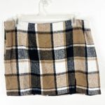 UNBRANDED Brown Plaid Wool Blend Back Zipper Closure Lined Mini Skirt Size XXL Photo 0