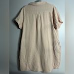 3 Dot Waffle Knit 100% cotton Blush Pink Collared Dress sz Large Photo 2