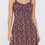 ROW A Floral Print Smocked Bodice Mini Dress Women's Size M Pink Black Size M Photo 0