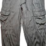 Aerie  Charcoal Grey Satin Cargo Pants Joggers In L Photo 3
