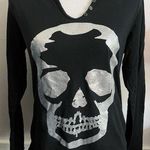 Zadig & Voltaire  • Black Silver Tunisian ML Skull Glitter Tee Shirt Photo 0