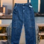 Old Navy Women’s Size 0 Anika Mid Rise Cargo Maxi Skirt. Faded Dark Navy Denim Photo 5