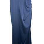 La Femme NWT  Scoop Laced A-Line Satin Embellished Evening Gown Navy Blue 00 Flaw Photo 5