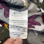 Zinzane Small Green Purple Floral Silver Metallic Stripe V Neck Crop Top Blouse Green Photo 5