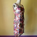 Joseph Ribkoff Floral Mesh Sheath Dress Watercolor Print Ruched Asymmetrical 12 Photo 6