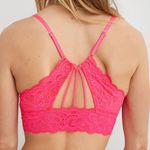 Aerie Show Off Rooftop Garden Lace Padded Plunge Bralette in Hot Pink Photo 1