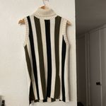 Derek Lam  Cream, Black, and Green Striped Turtleneck Sweater Size M Photo 3