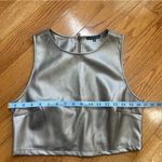 Kirious Women's Metallic Faux Leather Crop Top Trendy silver Sz L Photo 10