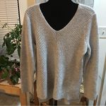 Liz Claiborne GREY SILVER SPARKLE SUPER SOFT V NECK SWEATER Photo 3