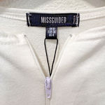 Missguided Women Top US 4 White Cotton Blend Long Sleeve Cropped Casual Shirt Photo 1