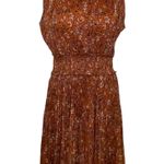 Nanette Lepore NWT Sleeveless Smocked MIDI Accordion Dress Burnt Orange Size 8 Photo 0