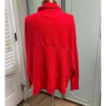 Chelsea & Theodore Red Ribbed Mock Neck Sweater Oversized Stretch Classic Size XL Photo 2