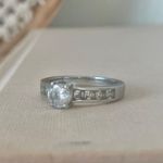 Stainless Steel Round Cut Inset Band Ring “Rhiannon” Silver Engagement Classic Jewelry Photo 5