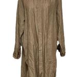 Eskandar Linen Sequin Beaded Tunic Duster Tent Dress Tan Photo 0