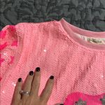 Mainstrip size large Western Nashville cowboy hat tunic top pink sequins flaw Silver Photo 7