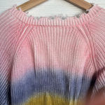 The Indigo Child Distressed Rainbow Sprayed V Neck Sweater Colorful Sz M Photo 4
