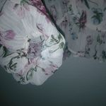Olivaceous  S Soft Floral Pink Green on White Bubble Hem Top Photo 6