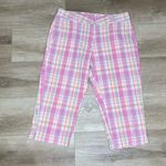 L.L.Bean Women's Petite Pink Plaid Cotton Lightweight Mid Rise Capris sz 6-Pet Photo 0