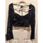 Princess Polly Black Lace Corset Crop Top Long Sleeve Square Neck size 2 NWT Photo 4