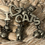 Spoontiques Pewter Dangling Cat Charm Pendant Silver Photo 0