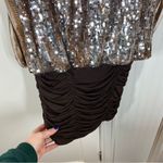 Alberto Makali Vintage Y2K Alberto Mikali Brown Sequin Ruched Stretchy Blouse Shirt Tunic Top Photo 3