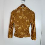 Nanushka, Felda, mustard yellow, floral button down shirt, rouched sides, S Yellow Photo 7