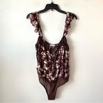 Free People  Take It Away Bodysuit Chocolate Merlot Floral S‎ Photo 3