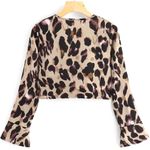Missguided Satin Cheetah / Leopard Tie Front Crop Top Photo 1