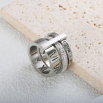 Boutique NEW Large Women's Stacking White Gold Plated Simulated Diamond Ring, Size 5 Photo 9