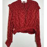 Free People Roma Blouse Red Sheer Puffy Sleeve Boho Bohemian Top Size XS Photo 7