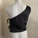 Motel Rocks Motel Floella Asymmetrical Top Black Satin One Shoulder Tie Side NWT Medium Photo 6