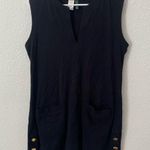 Ralph Lauren Lauren Black V-Neck Sleeveless Shift Mini Dress with Gold Buttons Photo 0